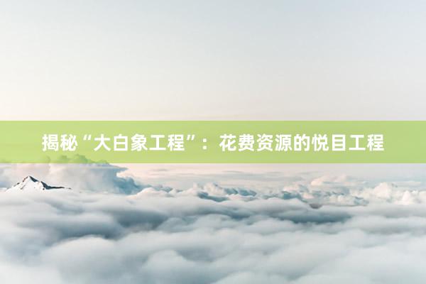揭秘“大白象工程”：花费资源的悦目工程